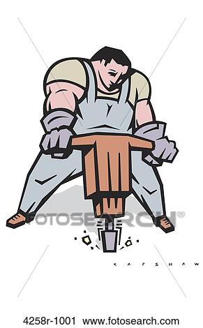 A Working Man View Large Illustration Clip Art - A Working Man. Fotosearch