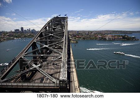 Aerial view of a bridge, Sydney Harbor Bridge, Sydney Harbor, Sydney, New South Wales, Australia View Large Photo Image Stock Image - Aerial view of a bridge, Sydney Harbor Bridge, Sydney Harbor, Sydney, New South Wales, Australia. Fotosearch