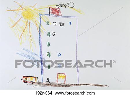 Building & Bus Art For Children View Large Photo Image Picture - Building & Bus Art For Children. Fotosearch