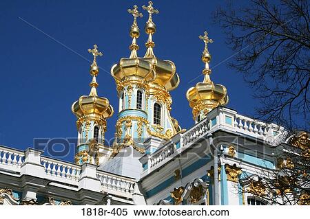 Stock Photography - Chapel domes at The Imperial Palace at Tsarskoe Selo, near St. Petersburg, Russia. Fotosearch