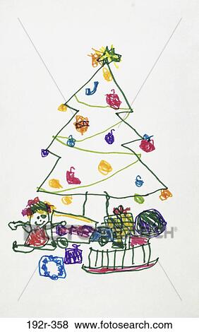 Stock Photo - Christmas Tree Art for Children. Fotosearch