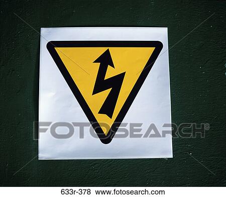 Close-up of an electric shock warning sign View Large Photo Image Stock Photo - Close-up of an electric shock warning sign. Fotosearch