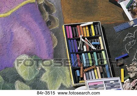 Close-up of colored chalk in a box View Large Photo Image Stock Photography - Close-up of colored chalk in a box. Fotosearch