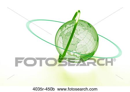 Stock Image - Close-up of globe with concentric rings. Fotosearch
