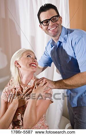 Close-up of happy affectionate retro couple View Large Photo Image Stock Photo - Close-up of happy affectionate retro couple. Fotosearch