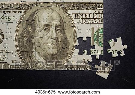 Close-up of one hundred dollar bill puzzle View Large Photo Image Stock Photography - Close-up of one hundred dollar bill puzzle. Fotosearch