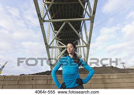 Stock Photography - Female urban athlete, portrait. Fotosearch