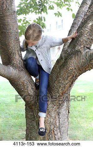 Girl sitting on a tree in a park View Large Photo Image Stock Image - Girl sitting on a tree in a park. Fotosearch