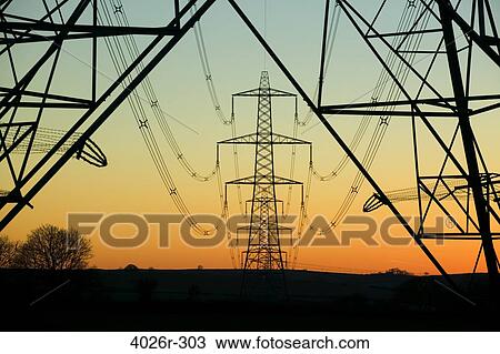Great Britain, British Isles, electricity pylon of National Grid at sunset View Large Photo Image Stock Image - Great Britain, British Isles, electricity pylon of National Grid at sunset. Fotosearch