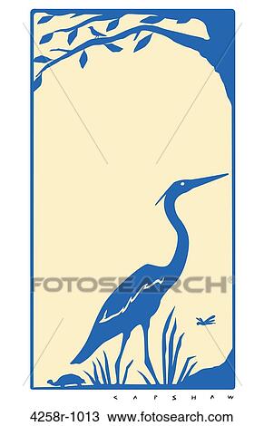Heron View Large Illustration Drawing - Heron. Fotosearch