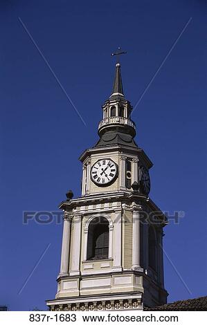 High section view of a clock tower, San Francisco Church, Santiago, Chile View Large Photo Image Stock Image - High section view of a clock tower, San Francisco Church, Santiago, Chile. Fotosearch