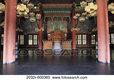 Interiors of throne room in a palace, Changdeokgung Palace, Seoul, South Korea View Large Photo Image Stock Image - Interiors of throne room in a palace, Changdeokgung Palace, Seoul, South Korea. Fotosearch