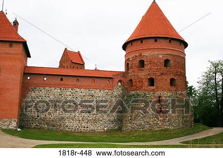 Outside wall and tower, Trakai Island Castle near Vilnius, Lithuania View Large Photo Image Stock Photo - Outside wall and tower, Trakai Island Castle near Vilnius, Lithuania. Fotosearch