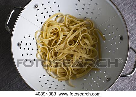Overhead view of cooked linguini in colander View Large Photo Image Stock Image - Overhead view of cooked linguini in colander. Fotosearch