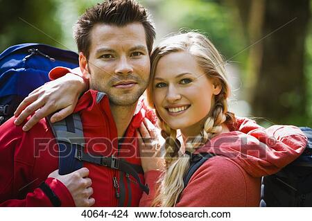 Portland, Oregon, USA, Man and woman hiking, portrait View Large Photo Image Picture - Portland, Oregon, USA, Man and woman hiking, portrait. Fotosearch