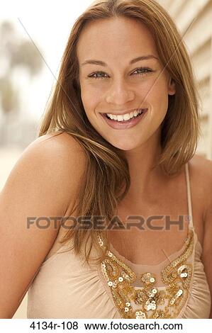 Portrait of a woman smiling, Santa Monica Beach, Santa Monica, California, USA View Large Photo Image Stock Photo - Portrait of a woman smiling, Santa Monica Beach, Santa Monica, California, USA. Fotosearch