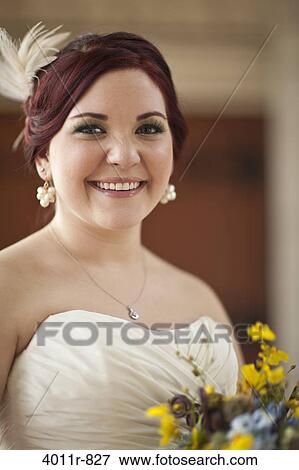 Stock Photo - Portrait of smiling bride. Fotosearch
