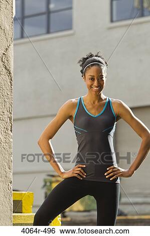 Portrait of woman in workout wear View Large Photo Image Stock Photograph - Portrait of woman in workout wear. Fotosearch