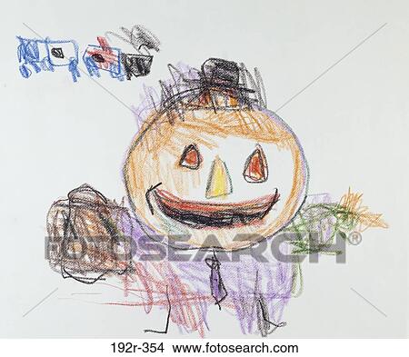 Pumpkin with Briefcase Art for Children View Large Photo Image Picture - Pumpkin with Briefcase Art for Children. Fotosearch