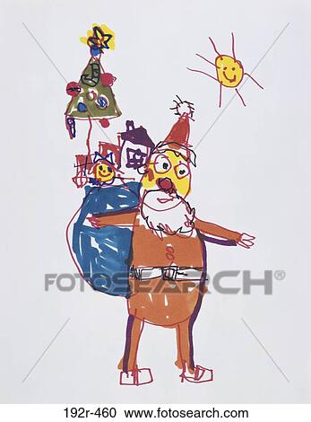 Santa Art for Children View Large Photo Image Stock Image - Santa Art for Children. Fotosearch