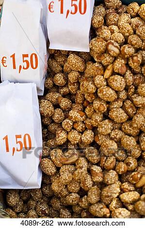 Sesame seed coated peanuts for sale at market, Plaka, Athens, Greece View Large Photo Image Stock Image - Sesame seed coated peanuts for sale at market, Plaka, Athens, Greece. Fotosearch