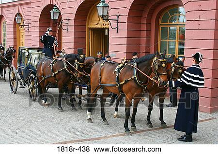 Stockholm, Royal Swedish state carriage and guards waiting to bear African diplomats to the palace View Large Photo Image Stock Photo - Stockholm, Royal Swedish state carriage and guards waiting to bear African diplomats to the palace. Fotosearch