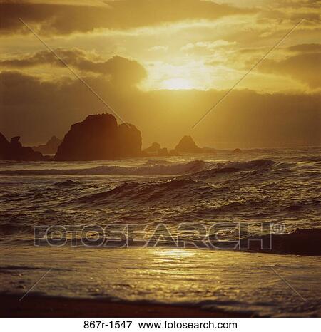 Sunset over the sea, California, USA View Large Photo Image Stock Photo - Sunset over the sea, California, USA. Fotosearch