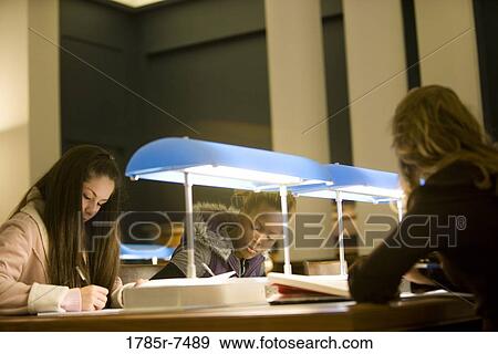 Three young women studying in the reading room of a library View Large Photo Image Stock Photo - Three young women studying in the reading room of a library. Fotosearch