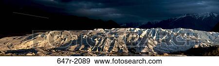 Stock Photo - USA, Alaska, View of Matanuska Glacier at sunset. Fotosearch