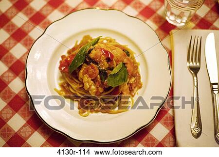 USA, New York City, Manhattan, close up of plate with lobster and spaghetti View Large Photo Image Picture - USA, New York City, Manhattan, close up of plate with lobster and spaghetti. Fotosearch