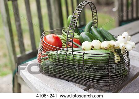 Vegetables in wire basket outdoors View Large Photo Image Stock Image - Vegetables in wire basket outdoors. Fotosearch