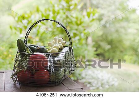 Vegetables in wire basket outdoors View Large Photo Image Stock Image - Vegetables in wire basket outdoors. Fotosearch