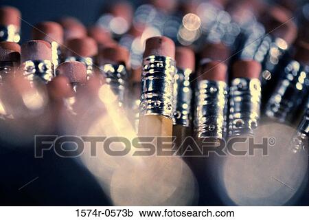 Stock Image - Close-up of the top of pencils. Fotosearch