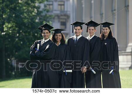 Portrait of a group of students wearing graduation outfits View Large Photo Image Stock Image - Portrait of a group of students wearing graduation outfits. Fotosearch