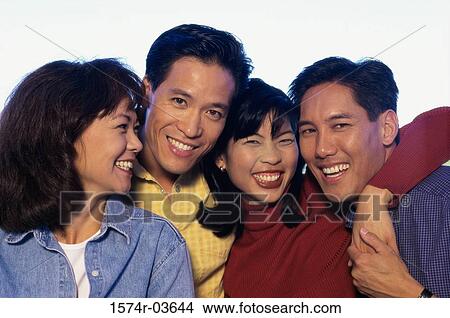 Picture - Portrait of two young couples. Fotosearch