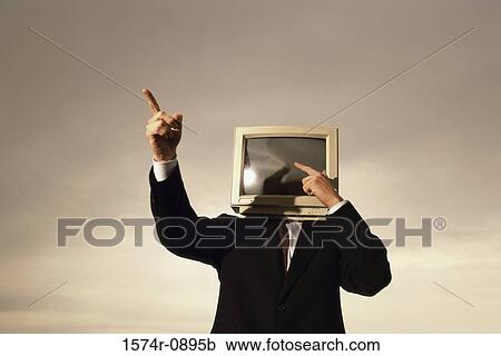 Businessman with a computer monitor for a head View Large Photo Image Stock Image - Businessman with a computer monitor for a head. Fotosearch