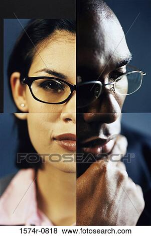 Stock Photo - Montage of a businessman and a businesswoman. Fotosearch