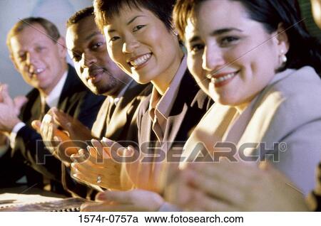 Portrait of business executives clapping View Large Photo Image Stock Image - Portrait of business executives clapping. Fotosearch