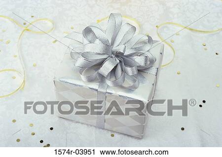Stock Image - Close-up of a wrapped gift. Fotosearch