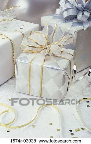 Stock Photo - Close-up of a wrapped gift. Fotosearch