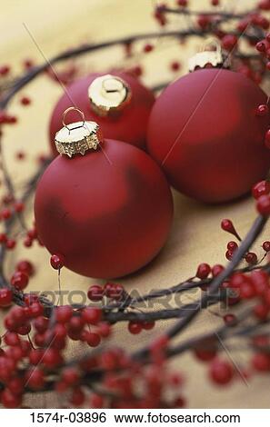 Stock Photograph - Close-up of Christmas ornaments. Fotosearch