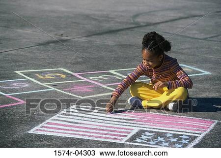 Girl drawing the American flag on the ground with chalk View Large Photo Image Stock Image - Girl drawing the American flag on the ground with chalk. Fotosearch