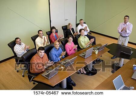 High angle view of a group of business executives in a conference View Large Photo Image Stock Photo - High angle view of a group of business executives in a conference. Fotosearch