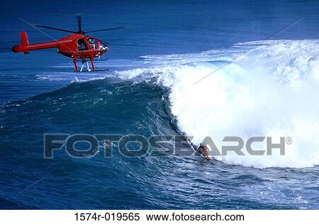 Surfing at Jaws Hawaii USA View Large Photo Image Stock Photography - Surfing at Jaws Hawaii USA. Fotosearch