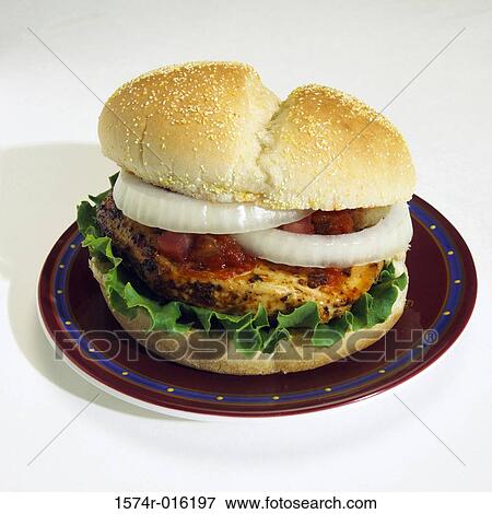 Chicken Burger View Large Photo Image Stock Photo - Chicken Burger. Fotosearch