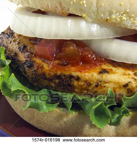 Chicken Burger View Large Photo Image Stock Photo - Chicken Burger. Fotosearch