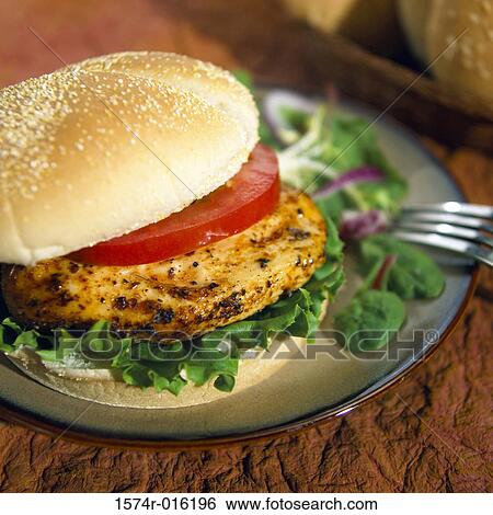 Chicken Burger View Large Photo Image Stock Photograph - Chicken Burger. Fotosearch