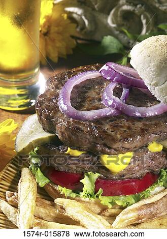Stock Photo - Close-up of a hamburger. Fotosearch