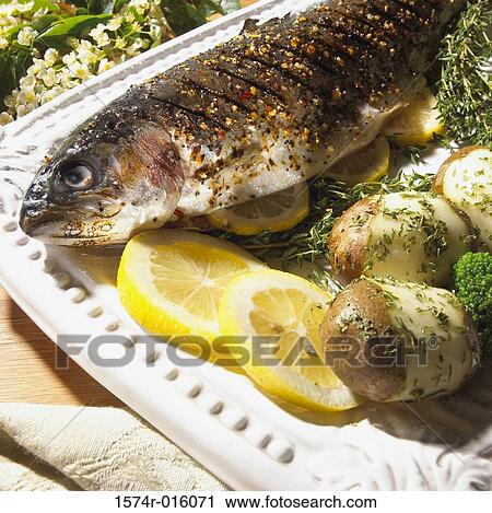 Stock Image - Grilled Trout. Fotosearch