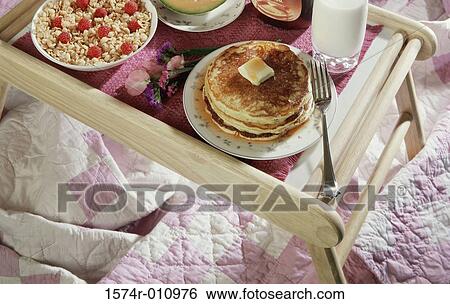 Stock Photograph - High angle view of breakfast on a breakfast tray. Fotosearch